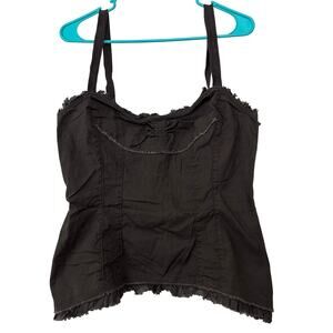 Vintage Sisley Corset Style Cami Tank Top Y2K ruffle hem grunge gothic Emo L